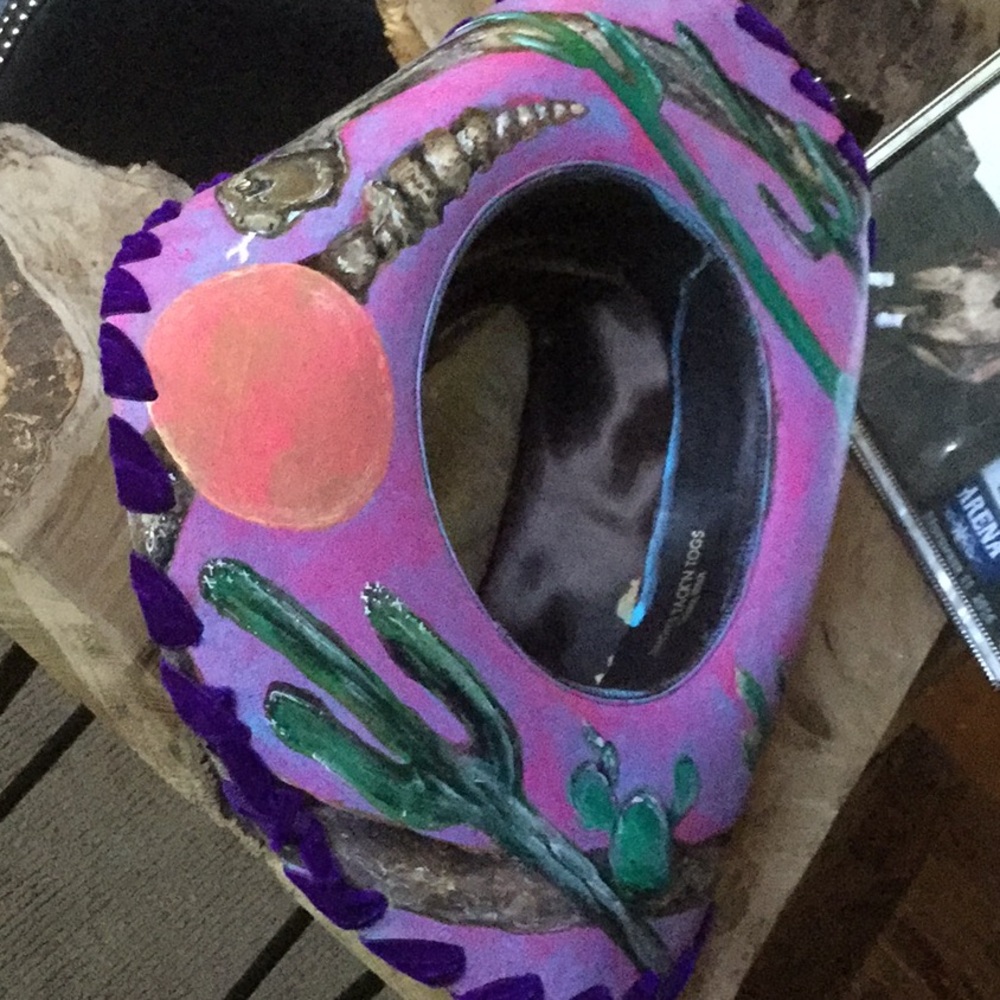 OOAK custom painted cowgirl cowboy felt western hat barrel national finals rodeo